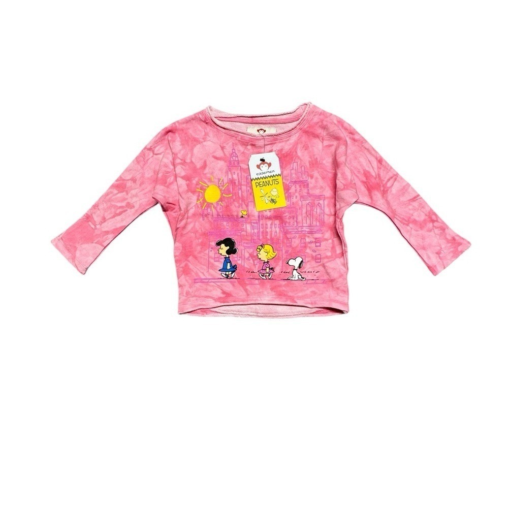 Appaman Peanuts Sweatshirt Light Pink Tie Dye Girls Size 3T NWT Casual Snoopy